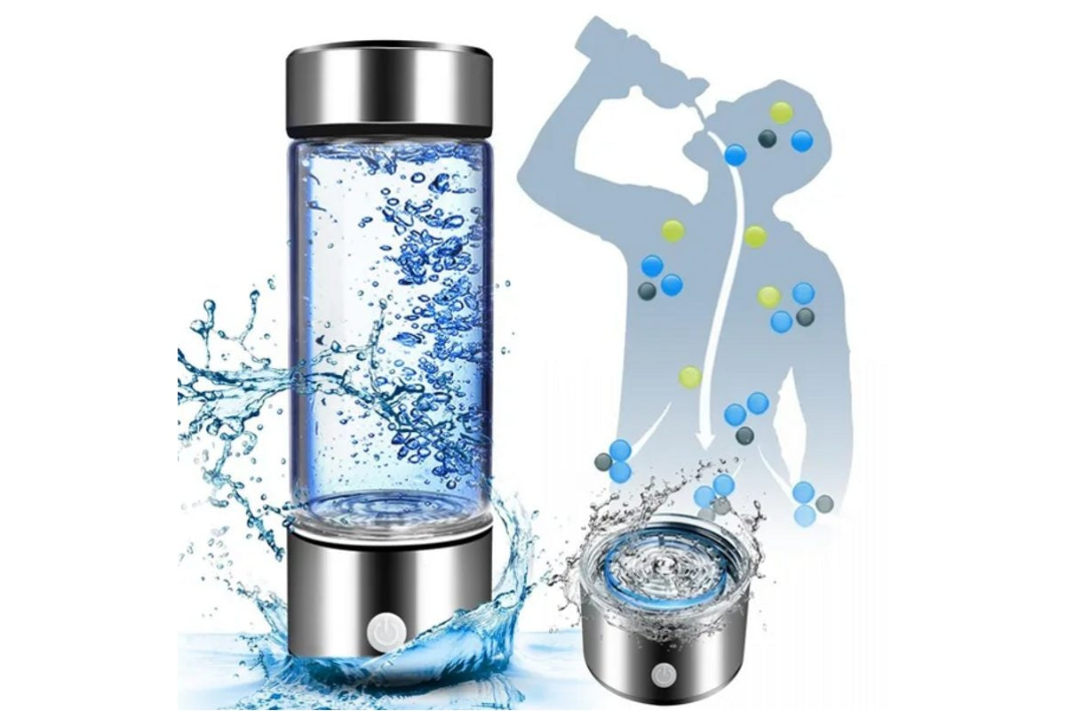 Top view of hydrogen water generator bottle with open lid