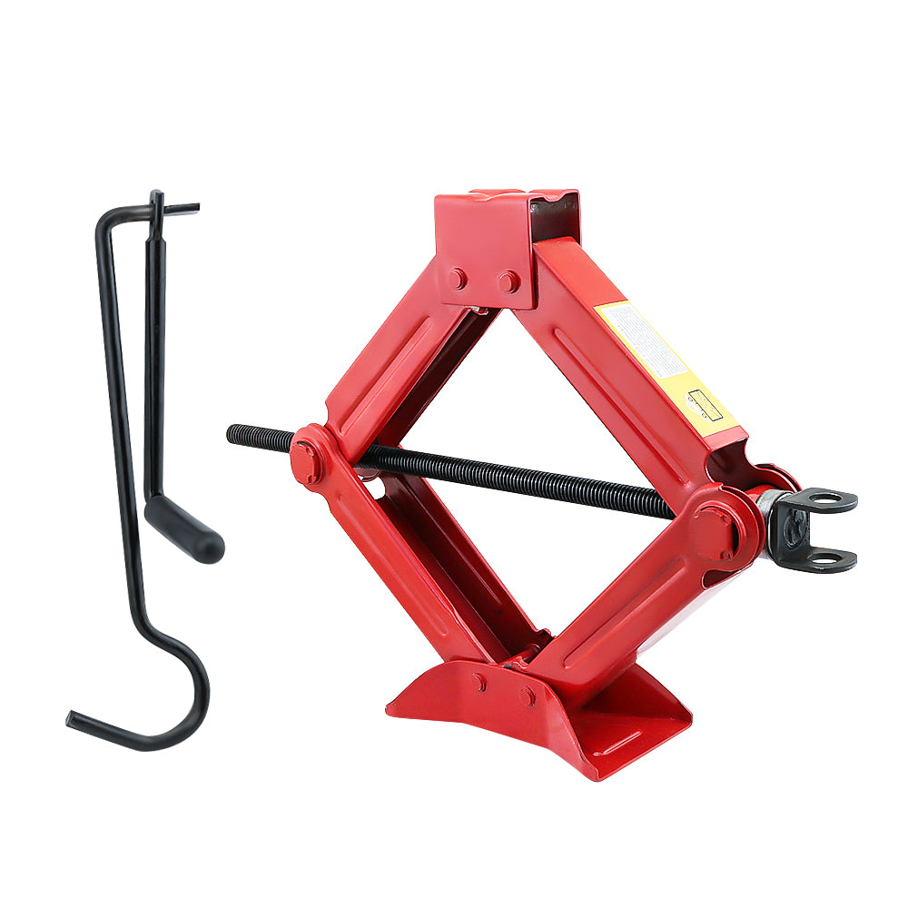 Scissors jack extended position ready for vehicle lifting