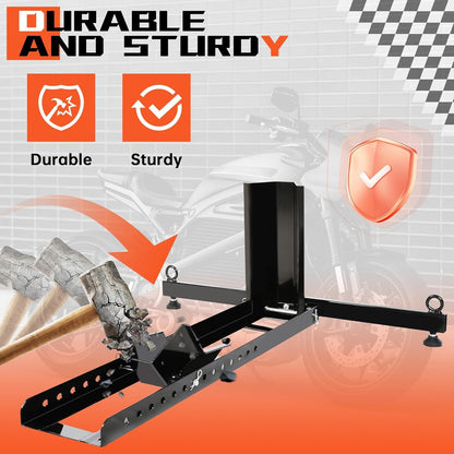 Motorcycle wheel chock bike stand in garage storage use