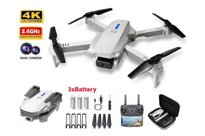 Side view of drone with camera highlighting foldable blades