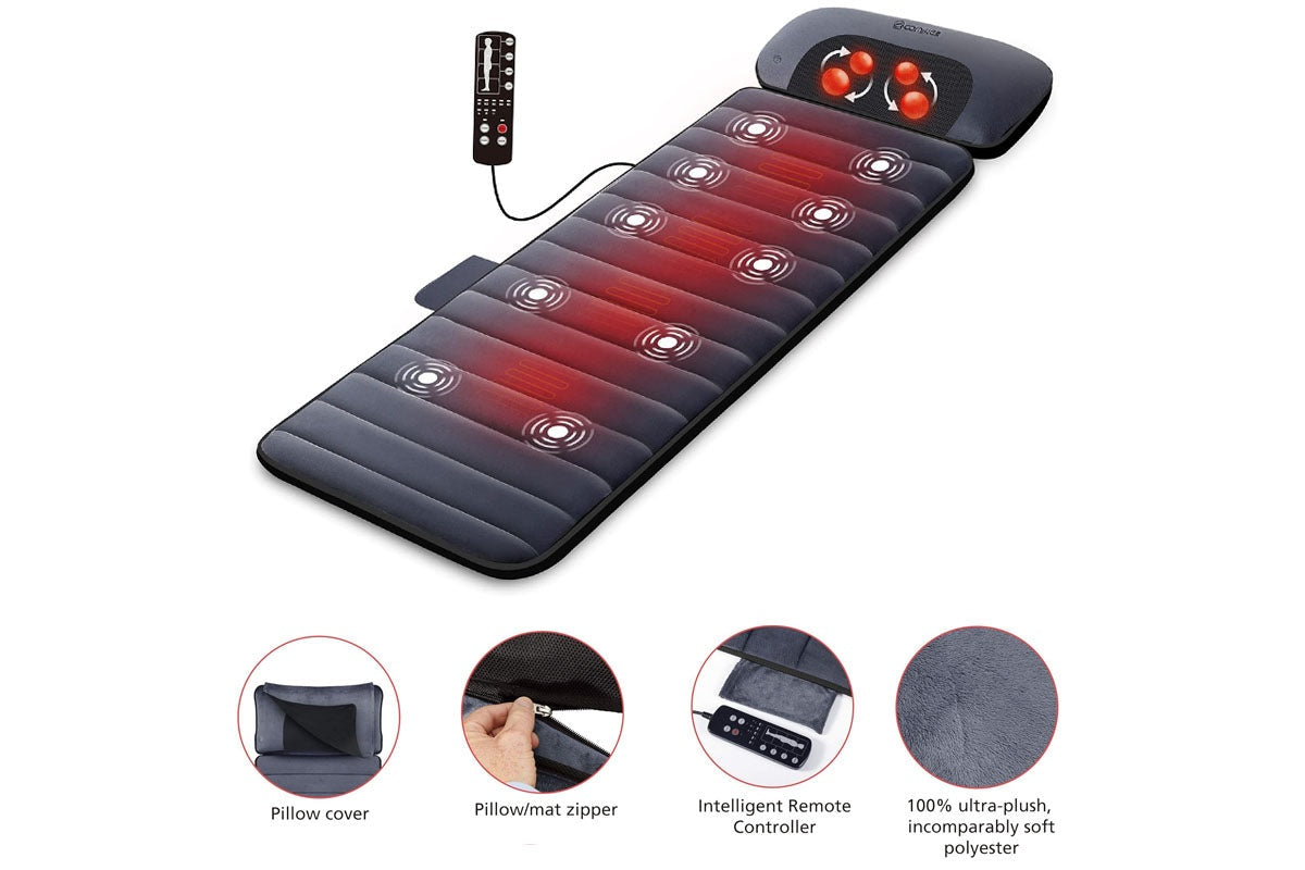 Close up of shiatsu neck massage pillow on massage mattress