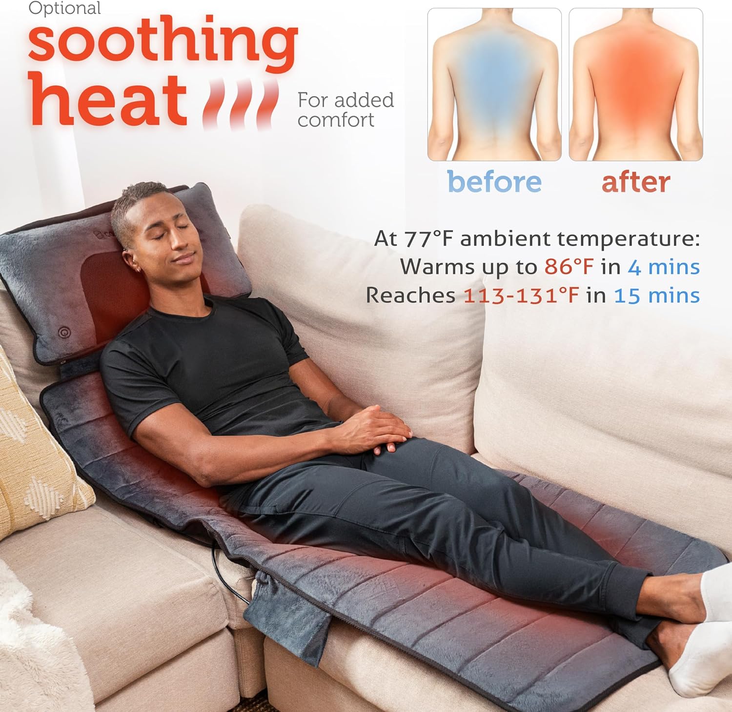 Massage mat placed on lounge suite for home use in New Zealand