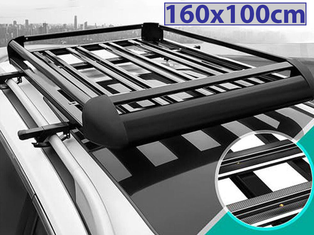 Close up of aluminium bars on car top basket rack