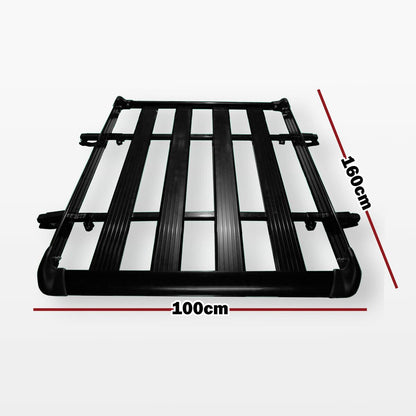 Car top basket rack loaded with luggage for travel