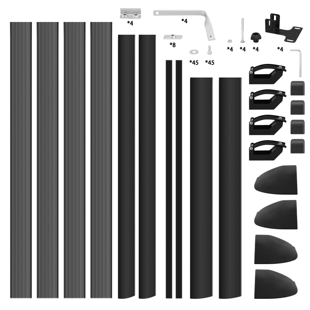 Top angle of black car top basket rack with side rails