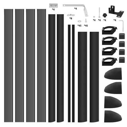 Top angle of black car top basket rack with side rails