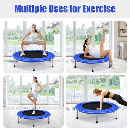 Non-slip rubber pads on trampoline legs for safety