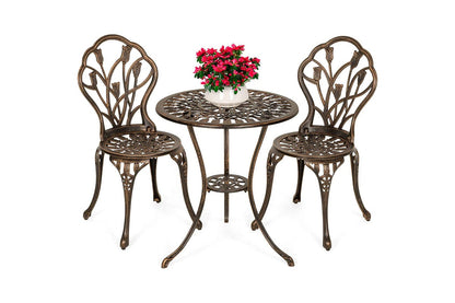 Close up of bronze cast aluminium floral pattern on chair backrest