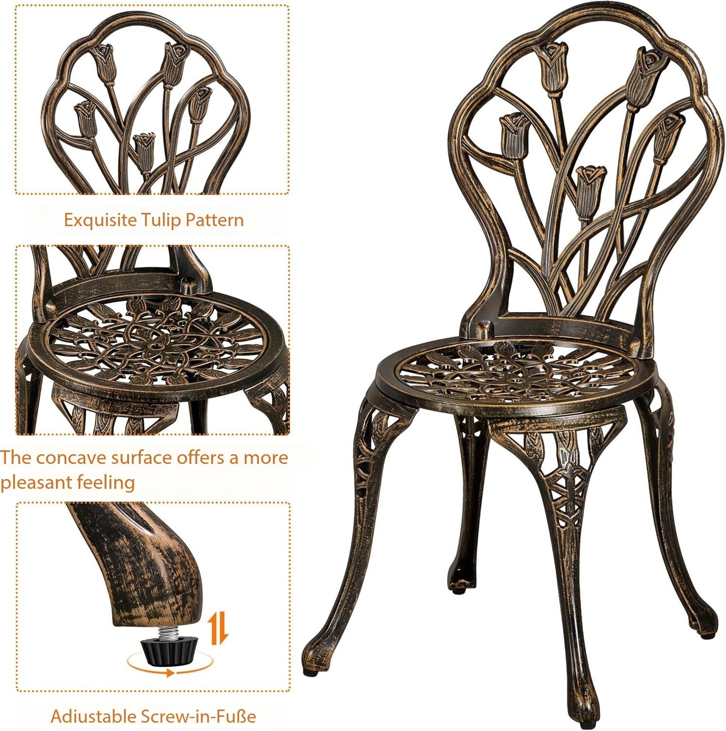 Bistro Set Table with 2 Chairs