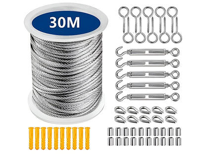 30M Stainless Steel Wire Rope Cable Kit