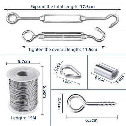 Wire rope cable kit with M5 screw buckles attached