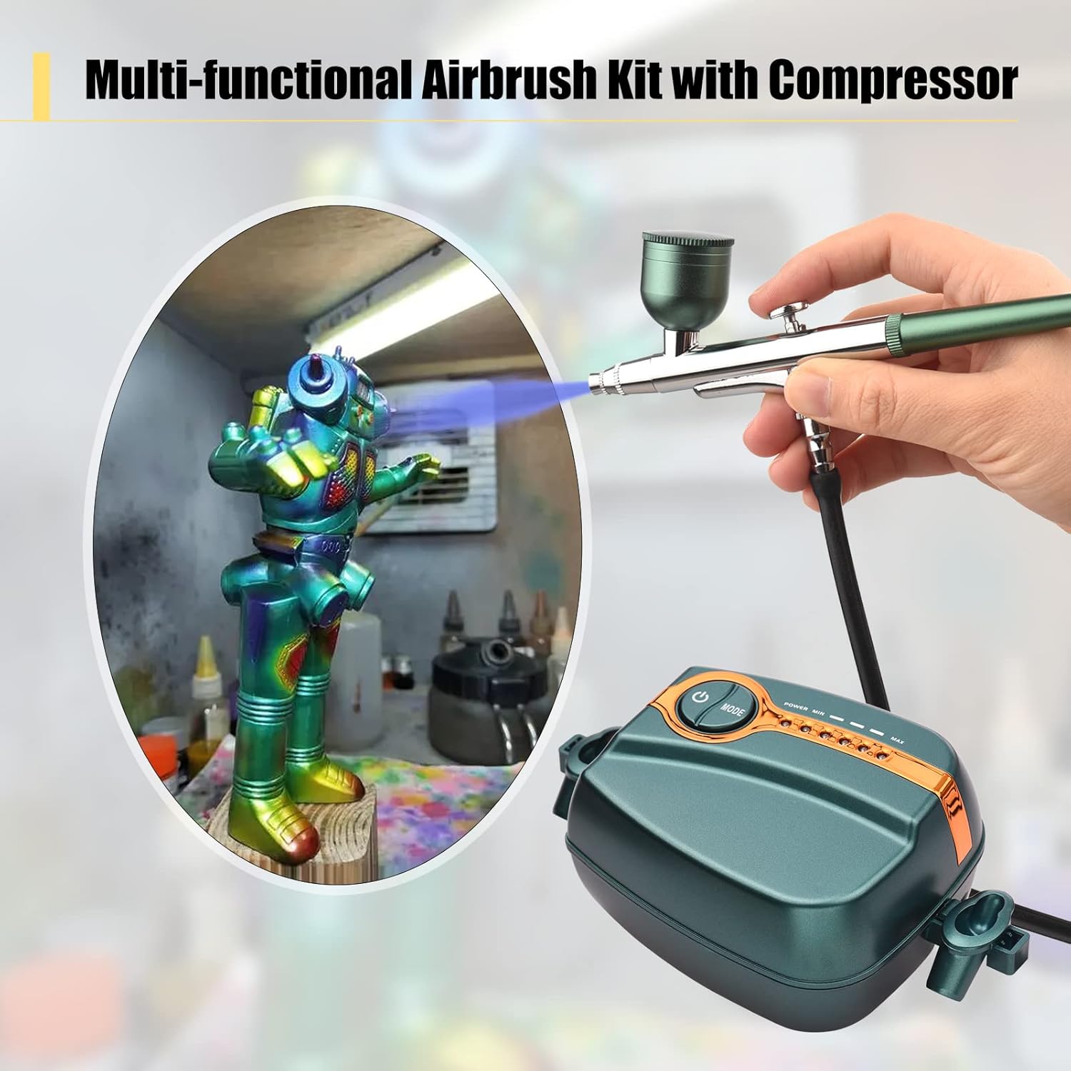 Air brush holder supporting the air brush upright