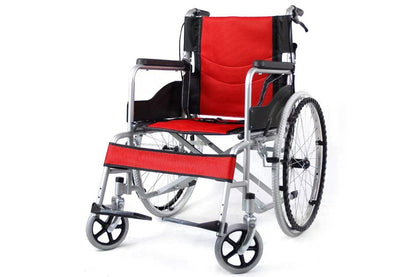 Close up of folding wheelchair breathable beehive cushion in red