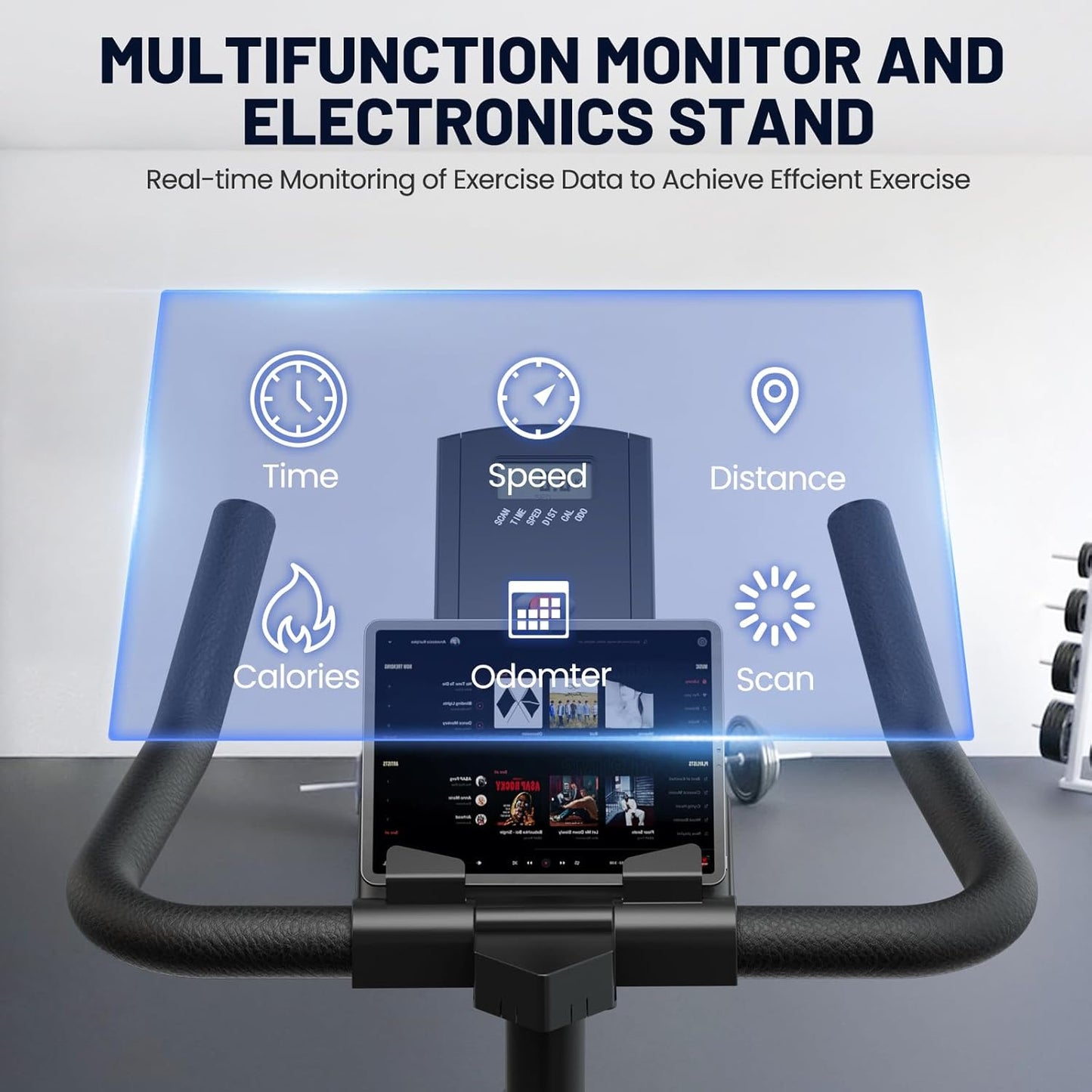 Top view of exercise bike showing compact size and design