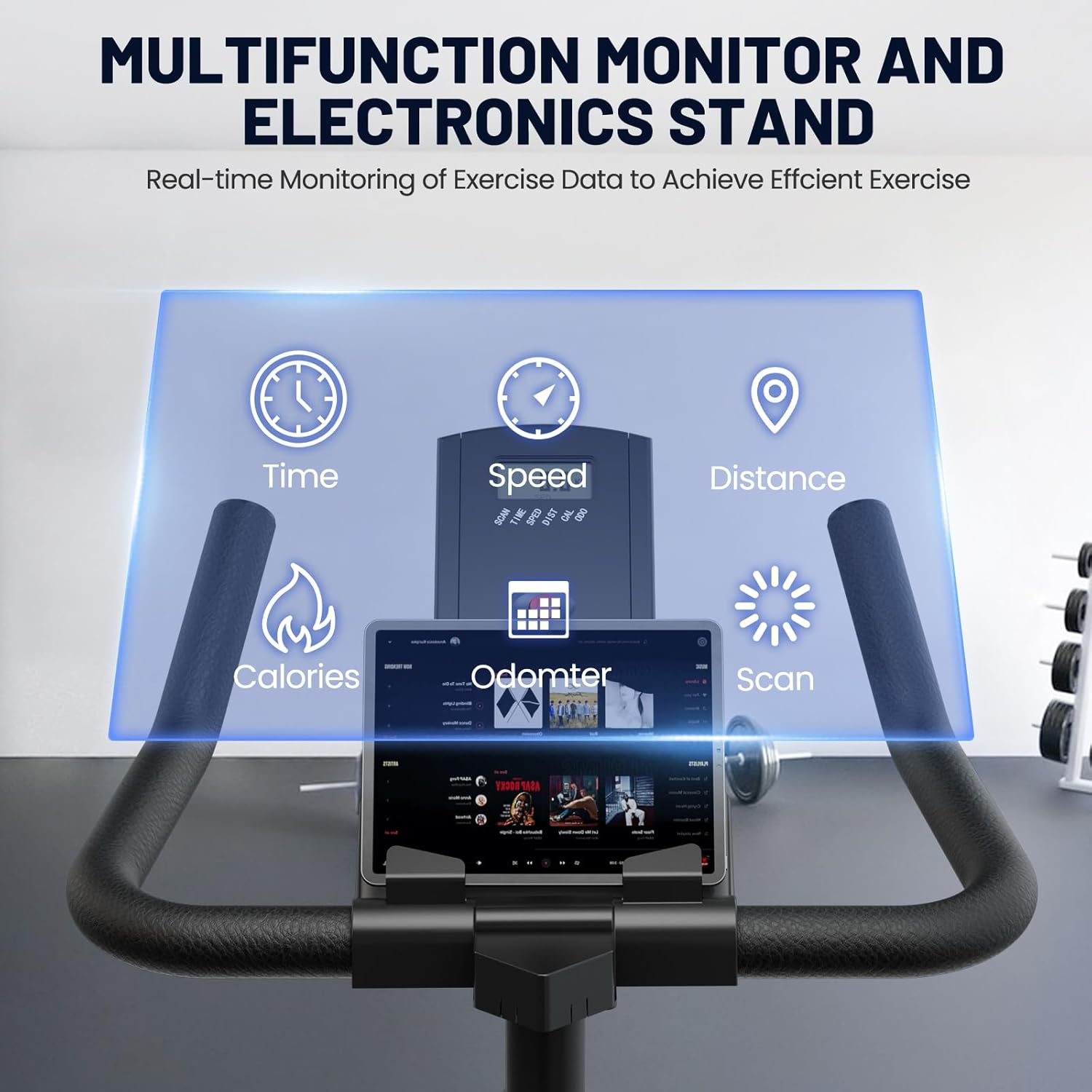 Top view of exercise bike showing compact size and design