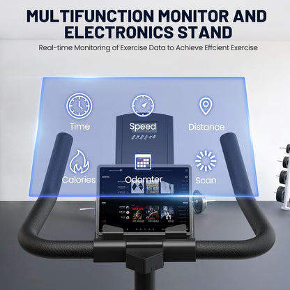 Top view of exercise bike showing compact size and design