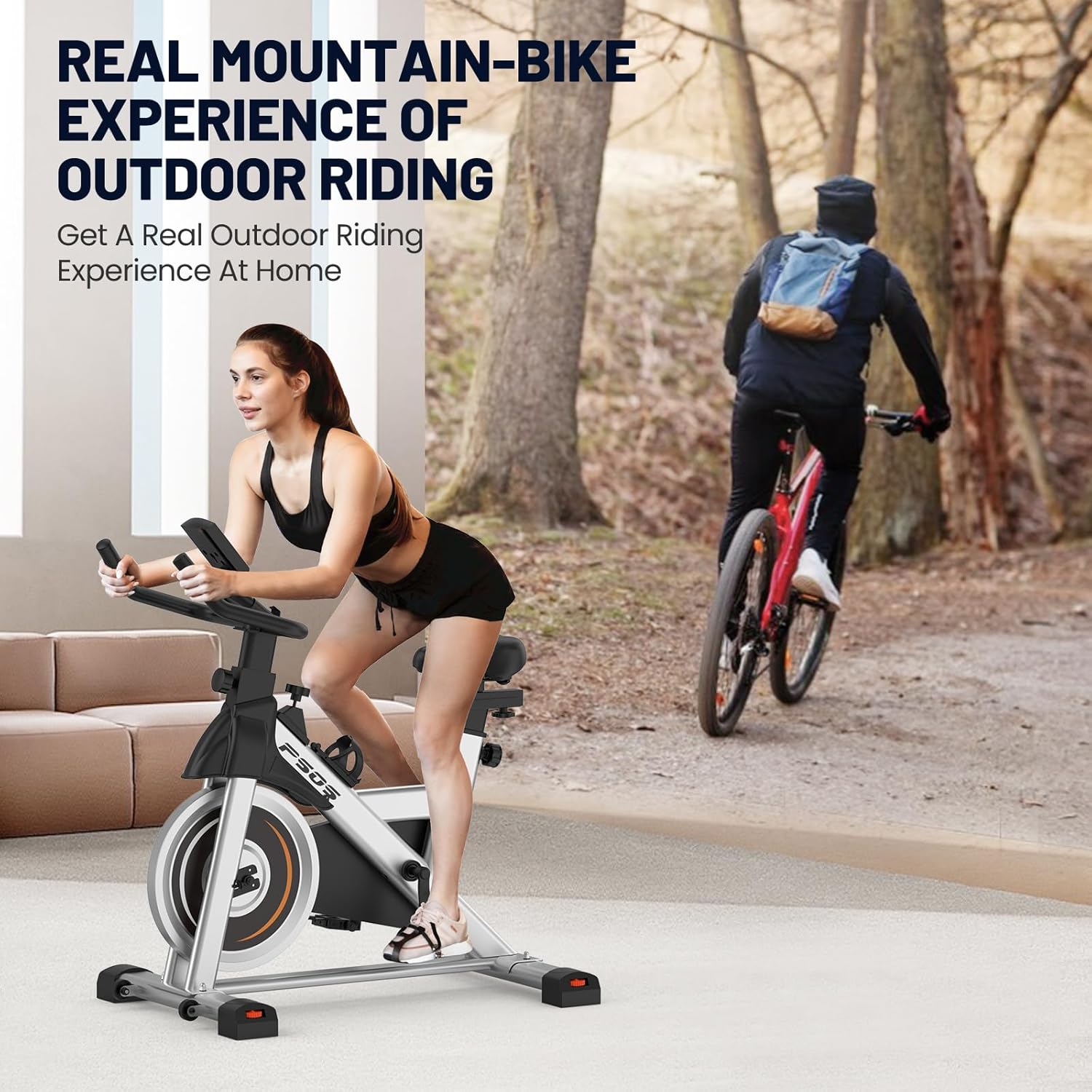 Top view of exercise bike showing compact size and design