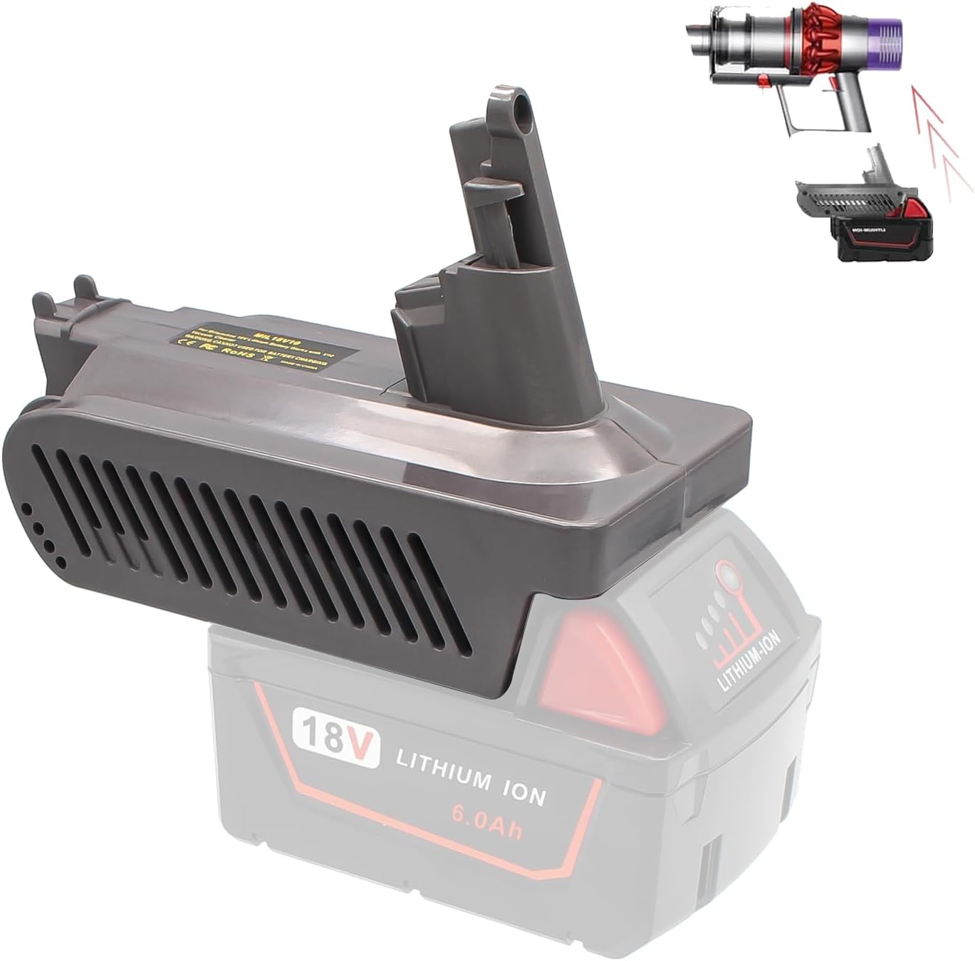 Milwaukee 18V Battery to Dyson V10 Adapter Converter
