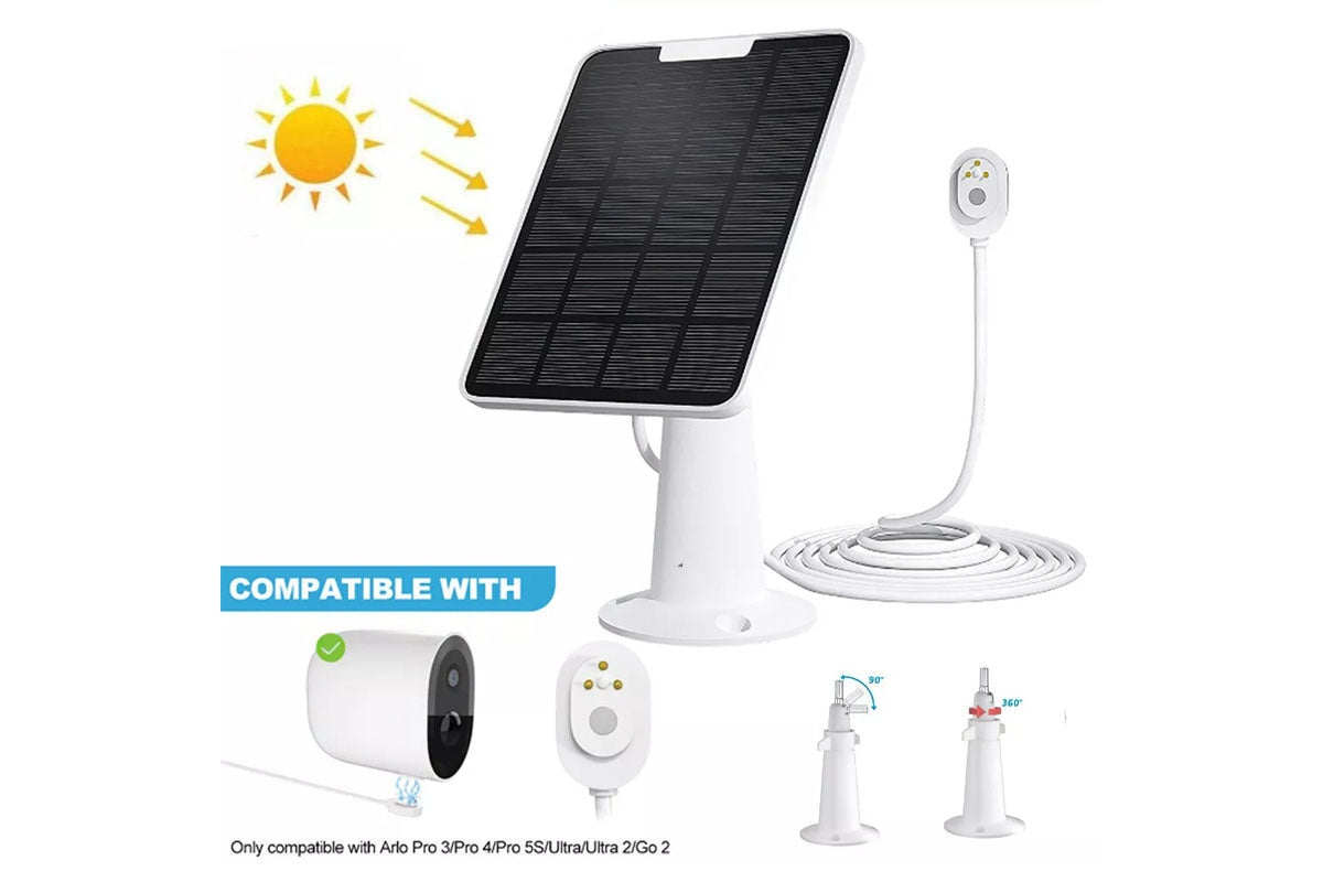 Solar Panel Charger for Arlo Pro 3 Pro 4 Pro 5S Ultra 1 Ultra 2 Go 2 Floodlight