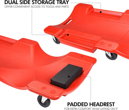 Garage creeper 40 inch loaded with tools in the moulded trays