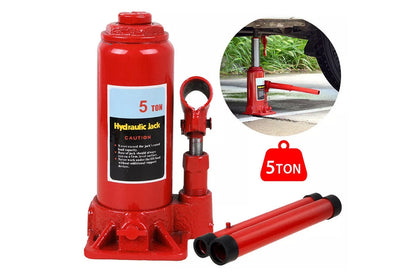 Close up of hydraulic bottle jack 5 ton steel base