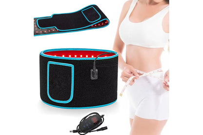 Close up of red and infrared LED lights on therapy wrap and belt