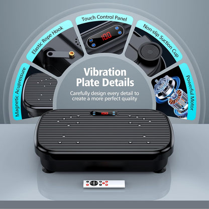 Vibration plate exercise machine with remote control in hand