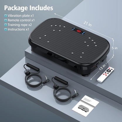 User standing on vibration plate exercise machine for home use