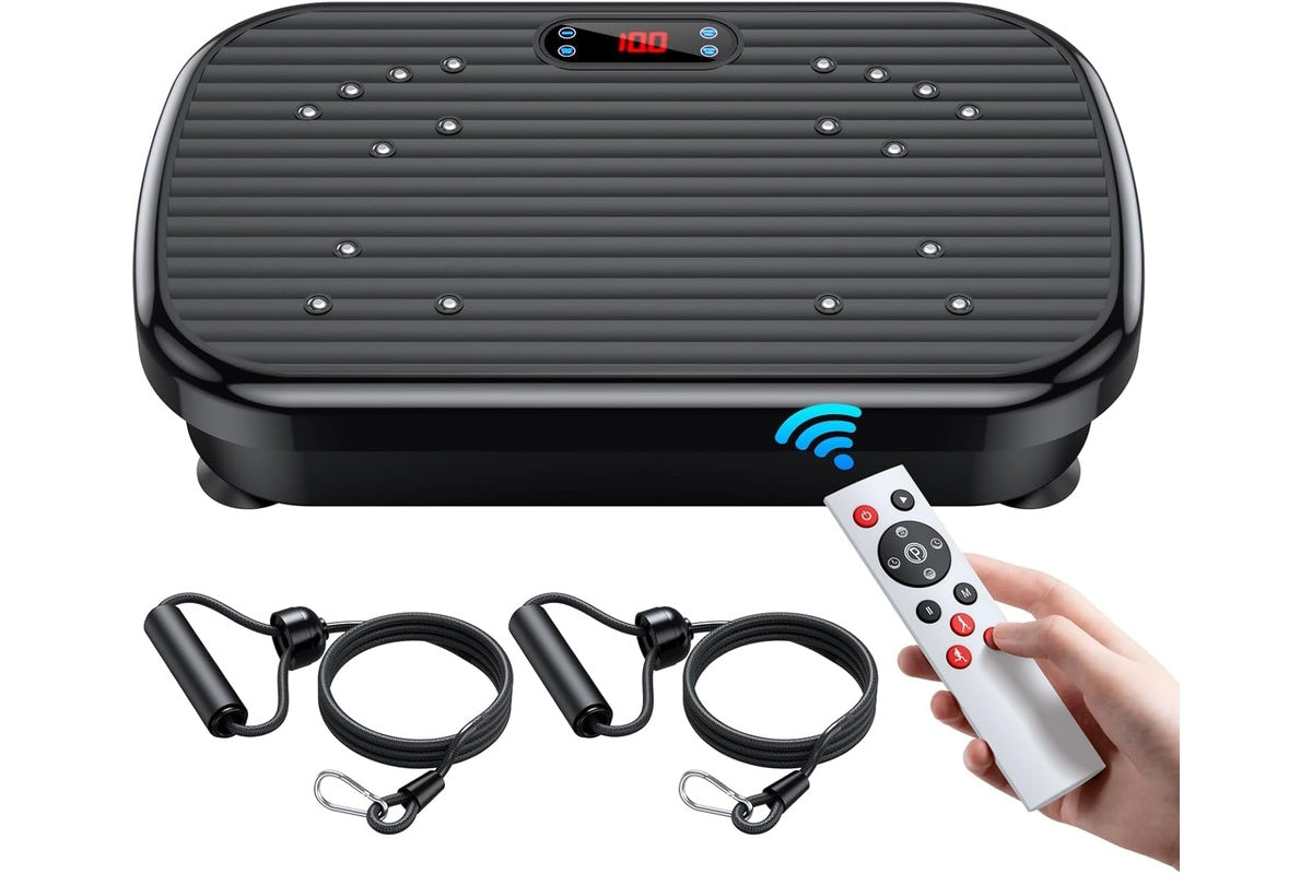 Close up of vibration plate exercise machine LED touch screen