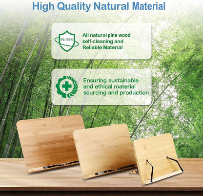 Foldable Wooden Book Holder Stand Reading Adjustable Bookstand