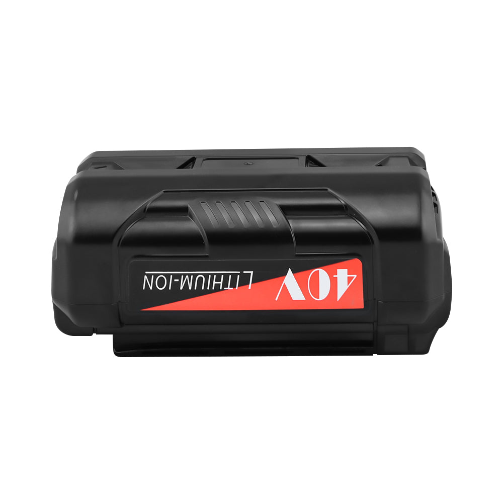 Ryobi 40V battery showing charging contacts clearly