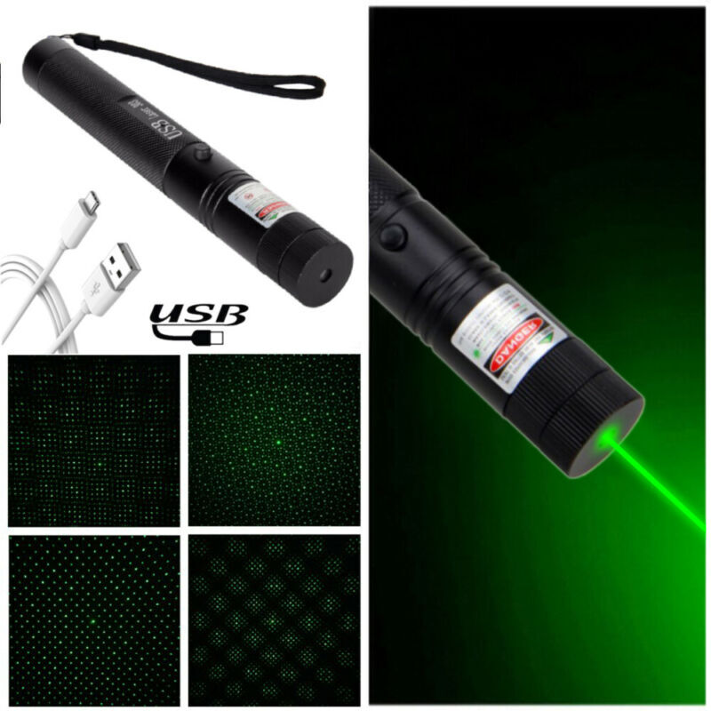 Green laser pointer pen demonstrating continuous beam line