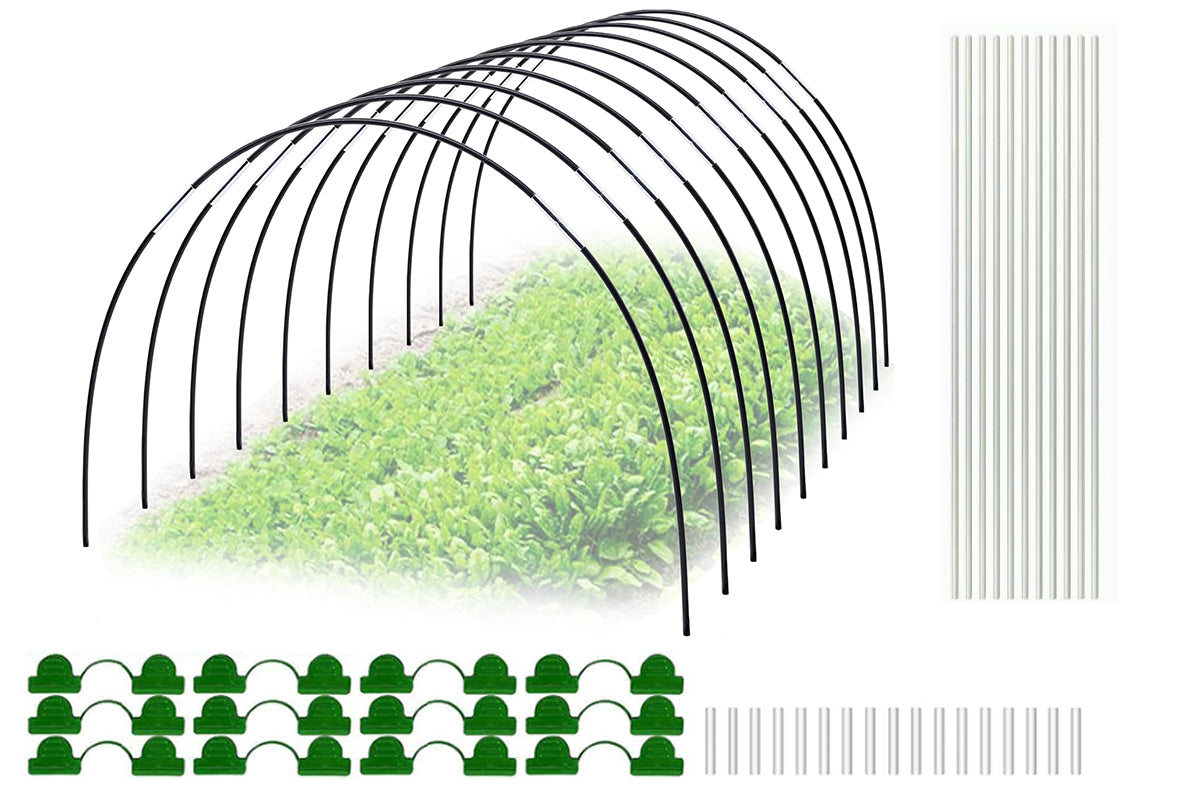 Top angle of plant hoops frame bent into arch shape for garden use