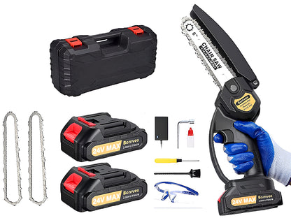 Mini chain saw cordless power chain saw handle grip detail