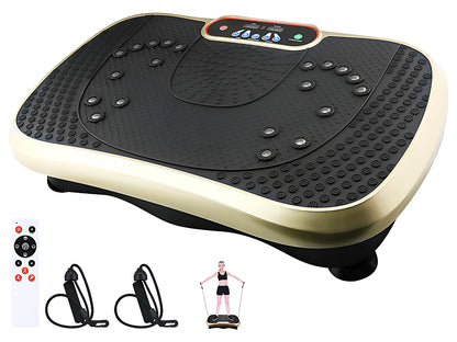 Side angle of vibration plate with remote control on wooden floor