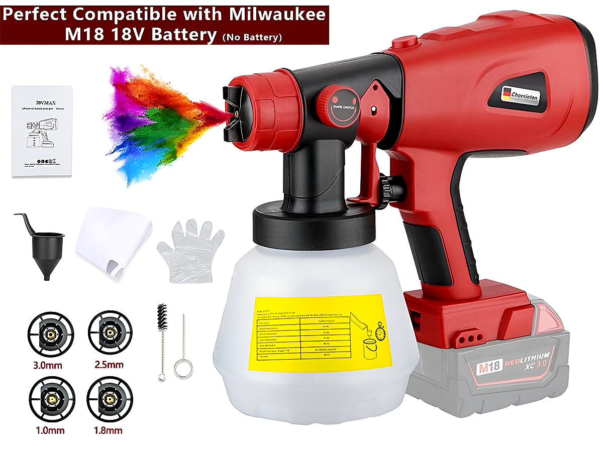 Top view of cordless electric paint sprayer with battery slot visible