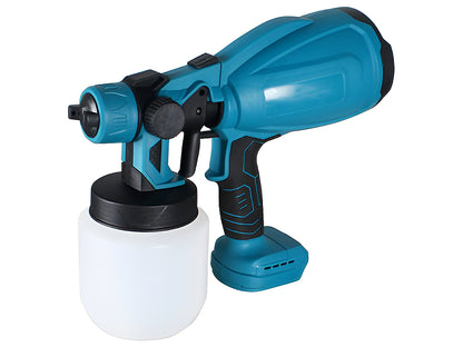 Top view of paint sprayer handle designed for Makita 18V battery