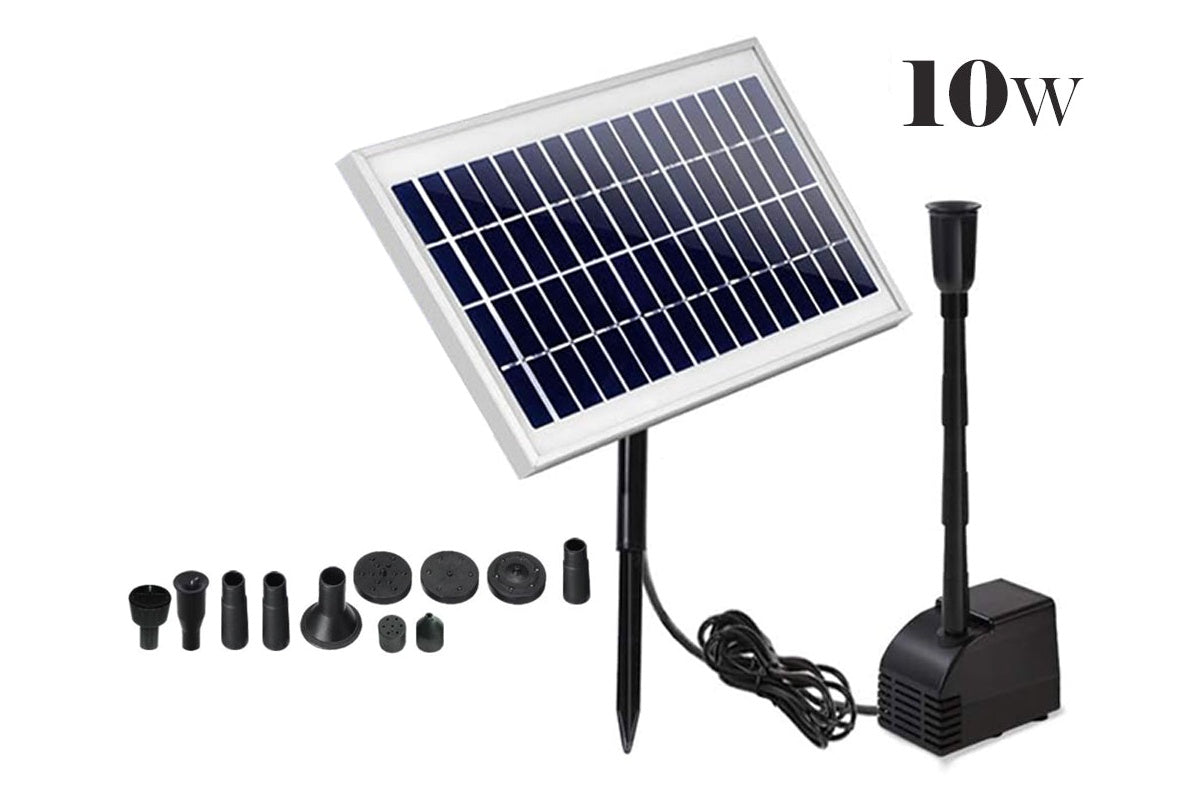 Close up of solar water fountain brushless pump in water