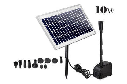 Close up of solar water fountain brushless pump in water