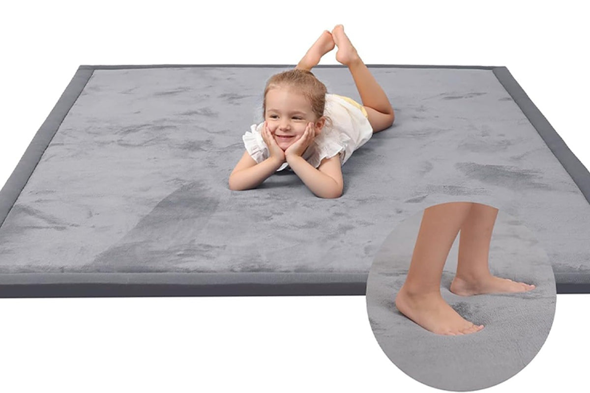 Side angle of soft play mat with thick memory foam padding