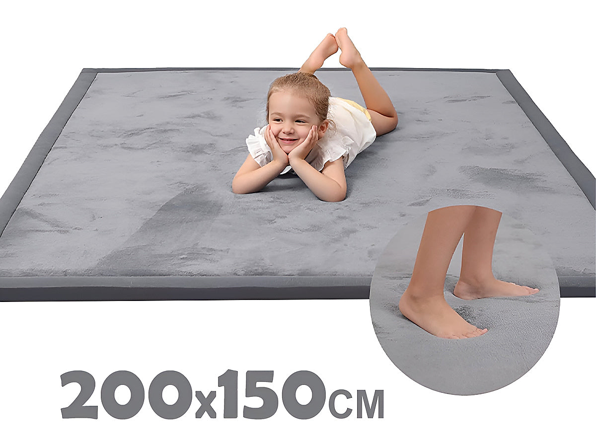 Close up of non slip backing on soft play mat in grey