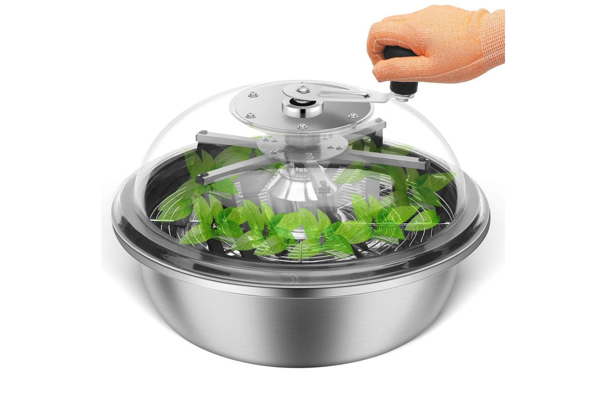 Side angle of Leaf Bowl Trimmer showing stainless steel blades