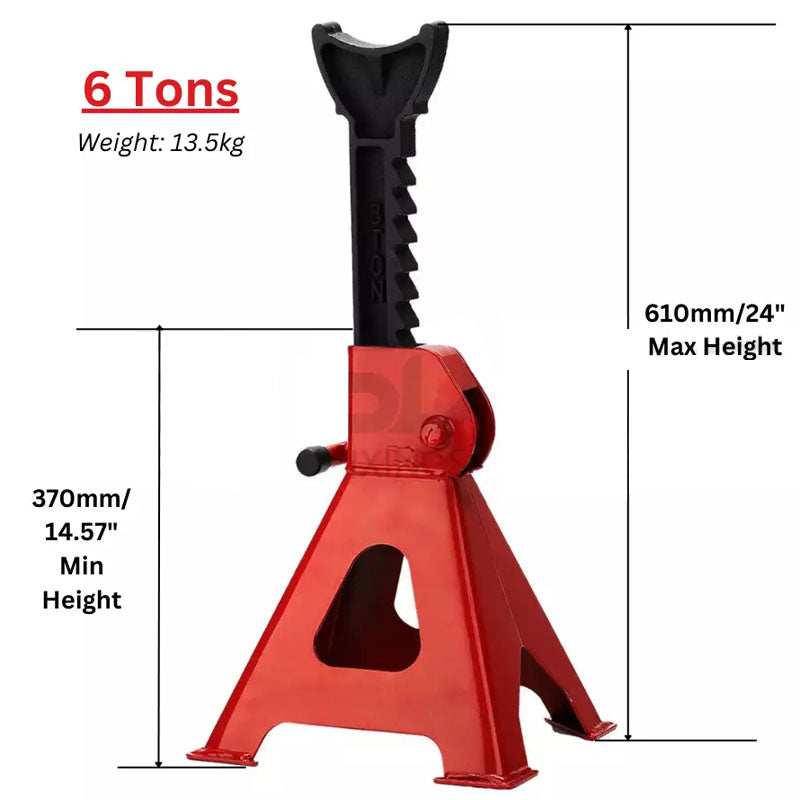 Heavy duty 6 ton axle stands with pyramid base for stability