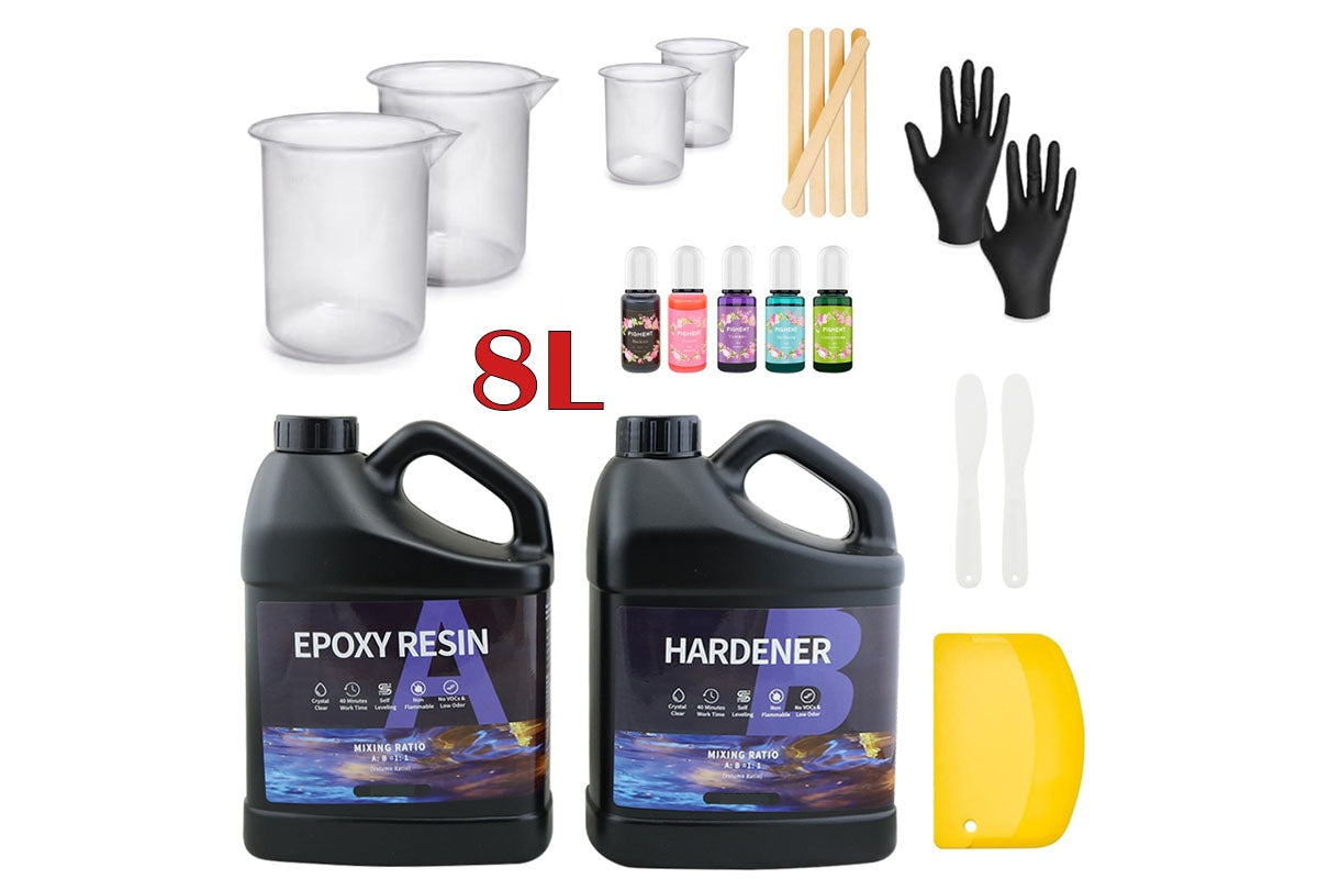 Side view of epoxy resin 1:1 8 litre kit container