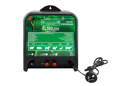 Side angle of electric fence energiser with ABS weatherproof case