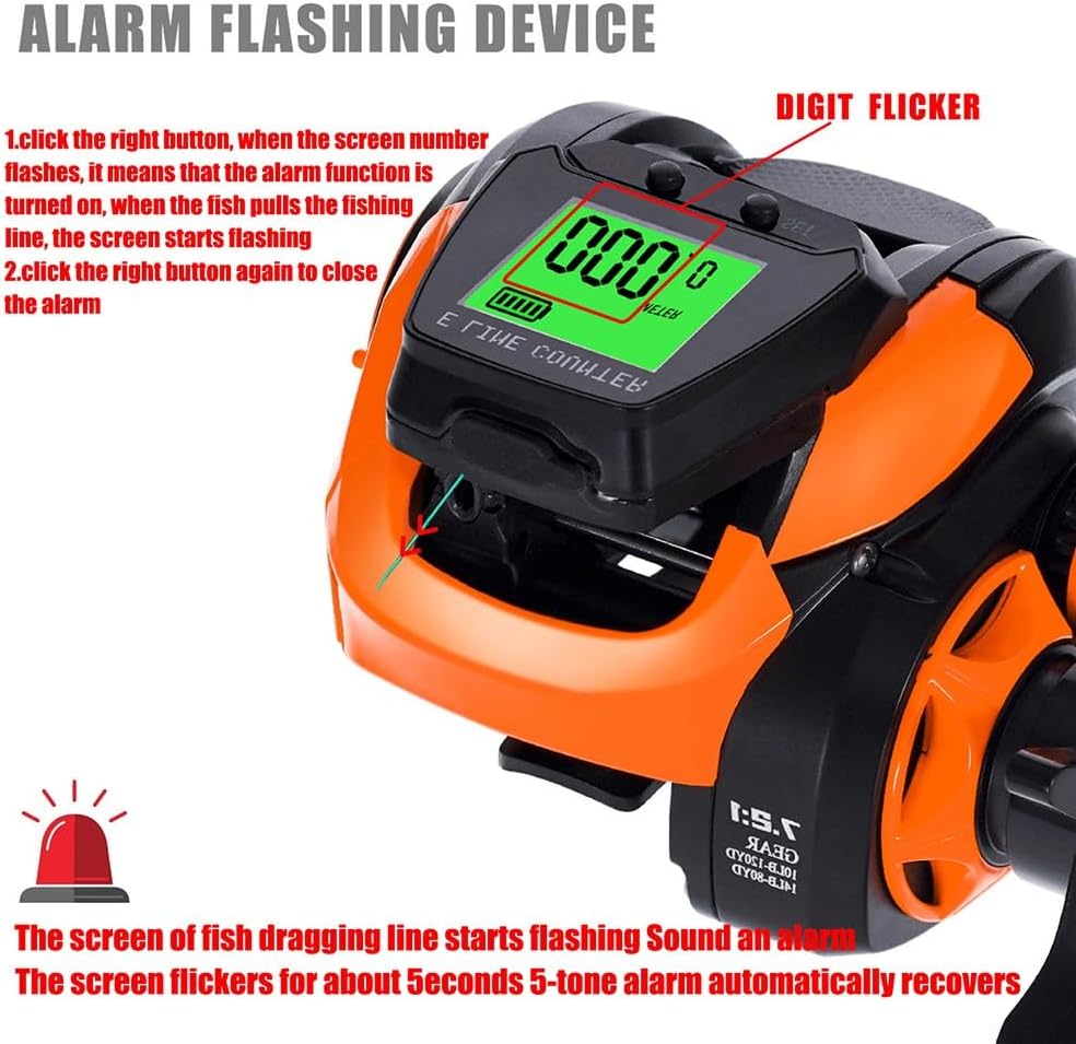Fishing reel showing adjustable speed settings dial