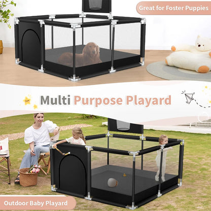 Top angle showing spacious 125cm by 125cm play area