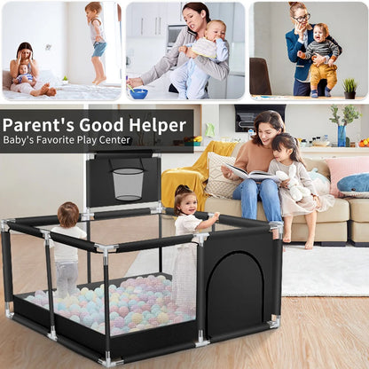 Playpen fence door for easy crawling access