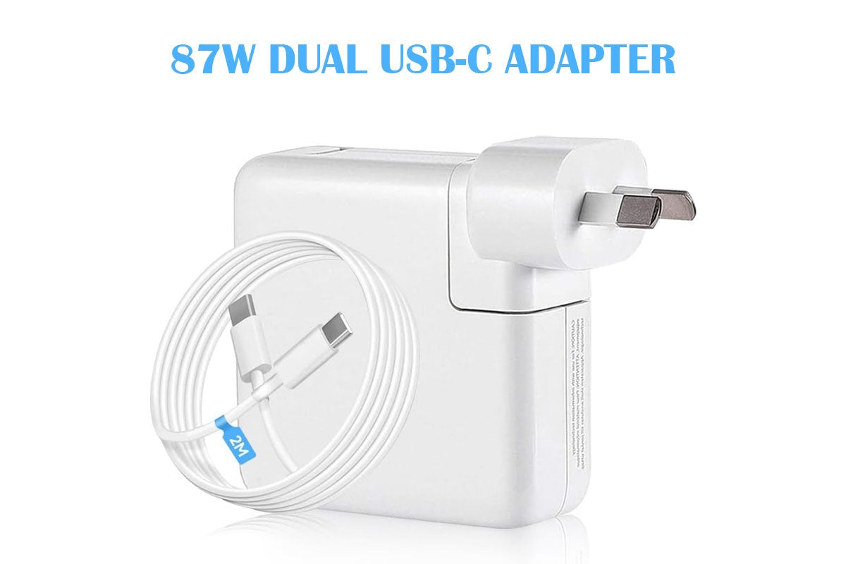 Close up of USB C port on replacement MacBook charger 87W
