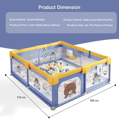 Top angle of baby playpen fence gate with mesh sides